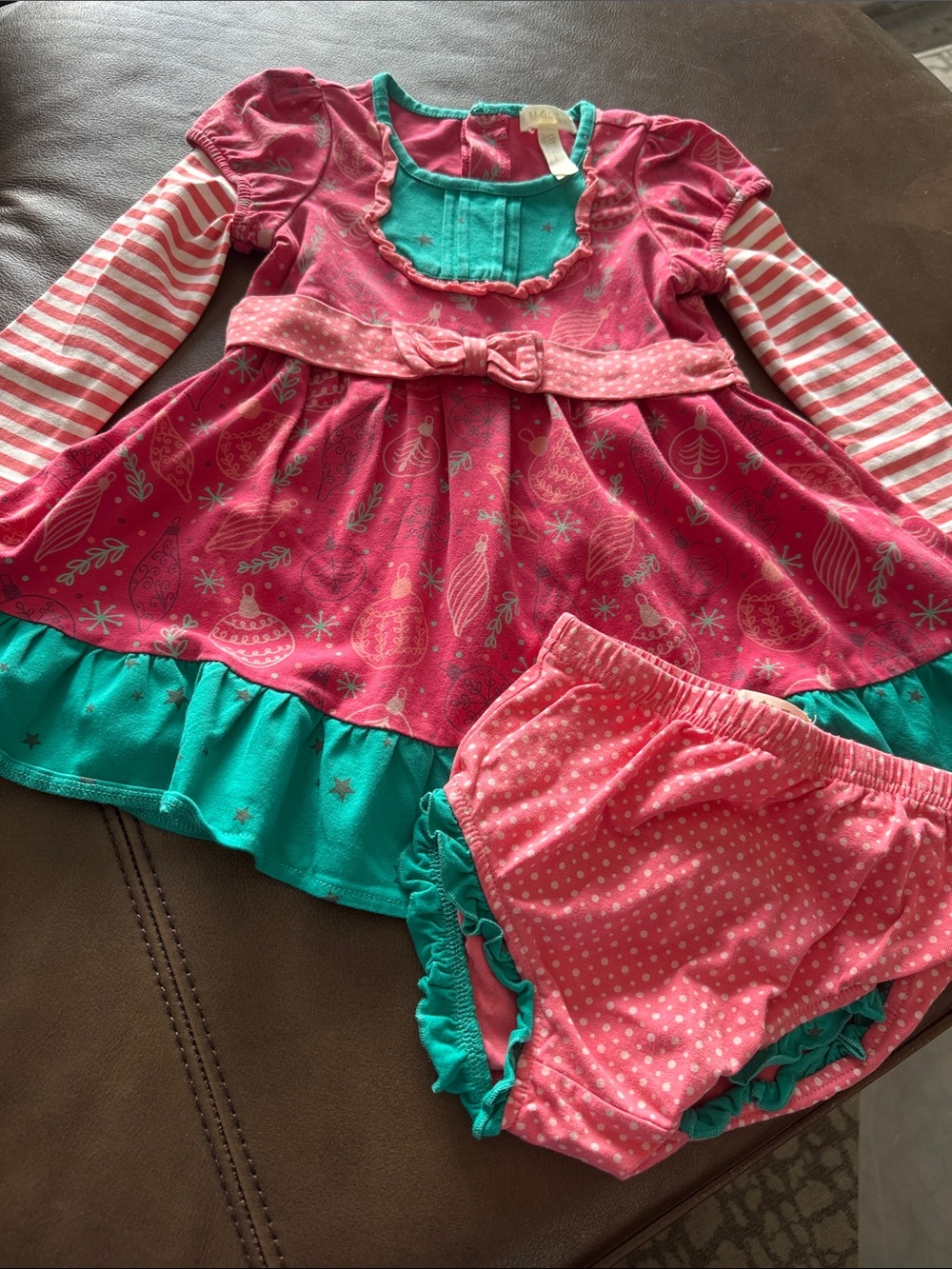 Matilda Jane Pink and Teal Girls Matching Christmas Set